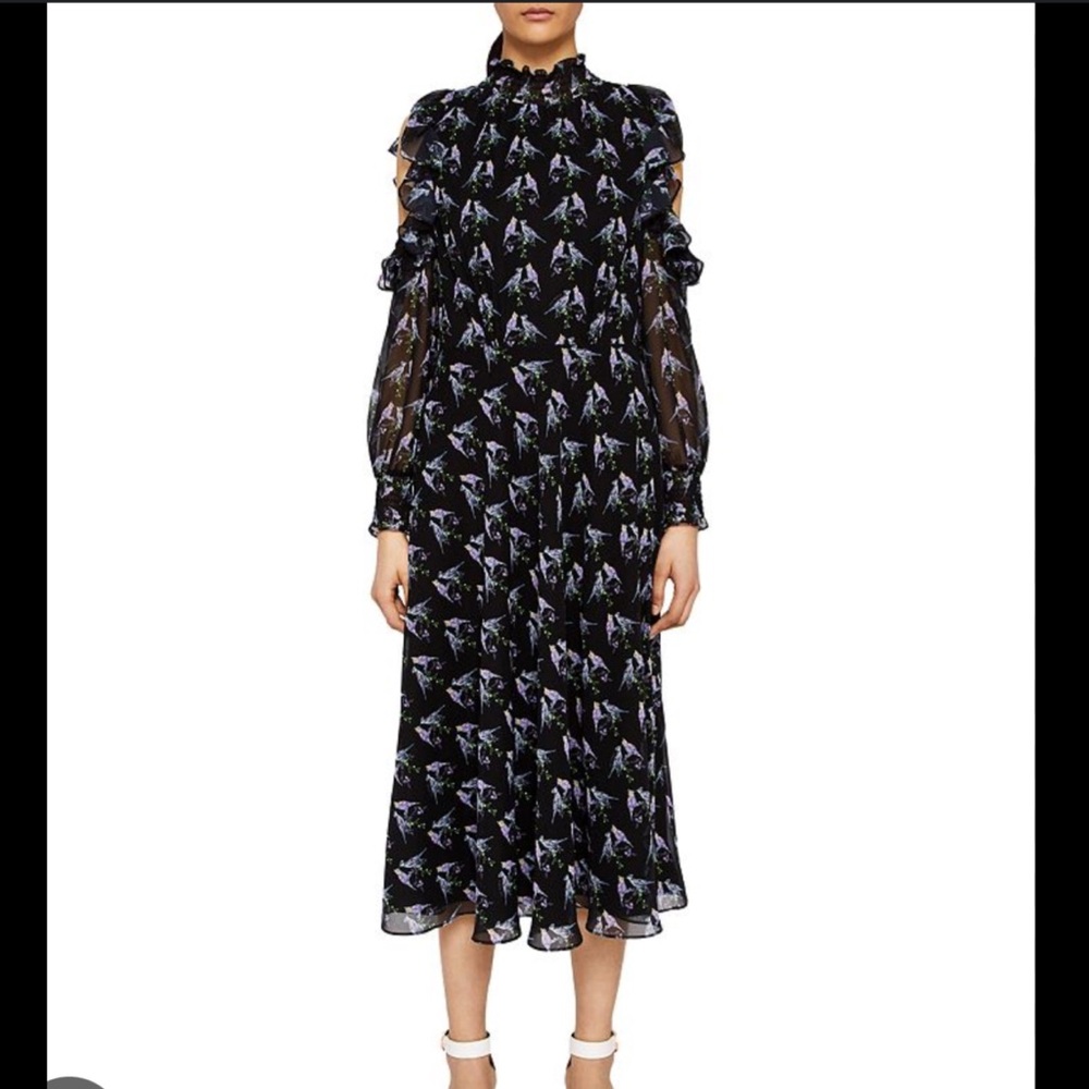 Ted Baker Hilaina Love Birds Cold-Shoulder Dress